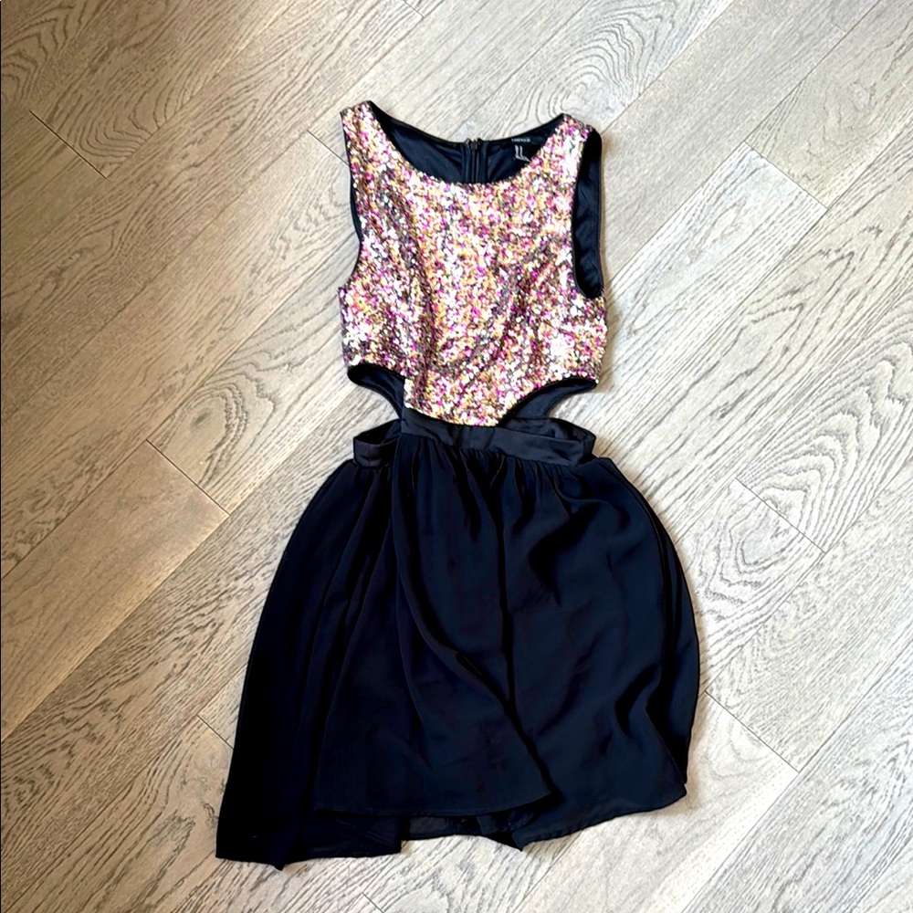 Forever 21 Pink and Blue Fit and Flare Mini Dress